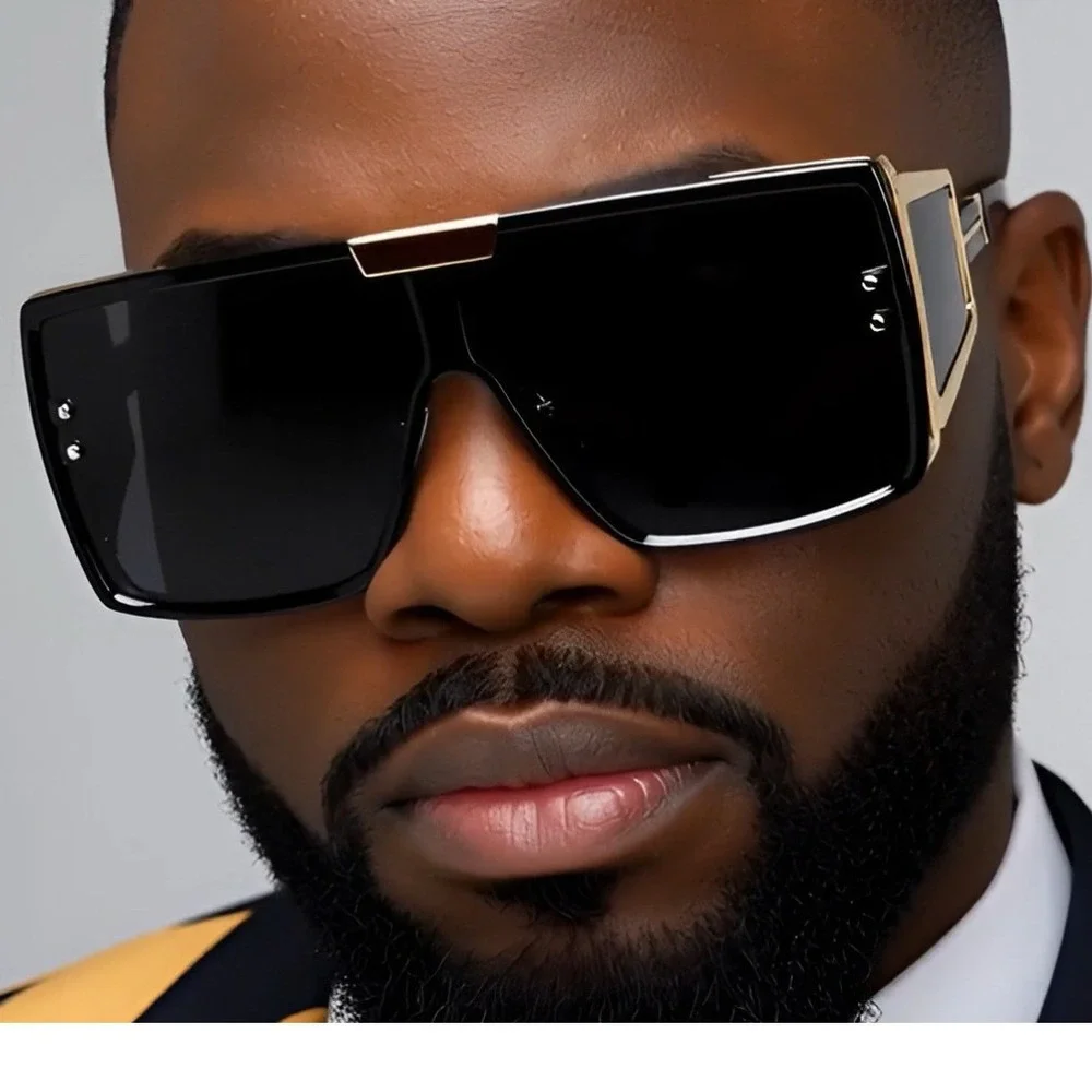 Oversized Shield Sunglasses XXL Flat Top Square‎ Frame Fashion Shades Men Gafas